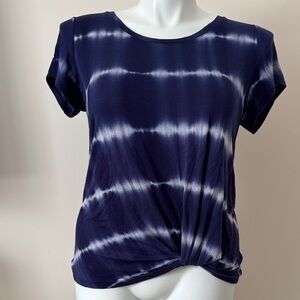 Nine Britton Indigo Tie-Dye Short Sleeve Top